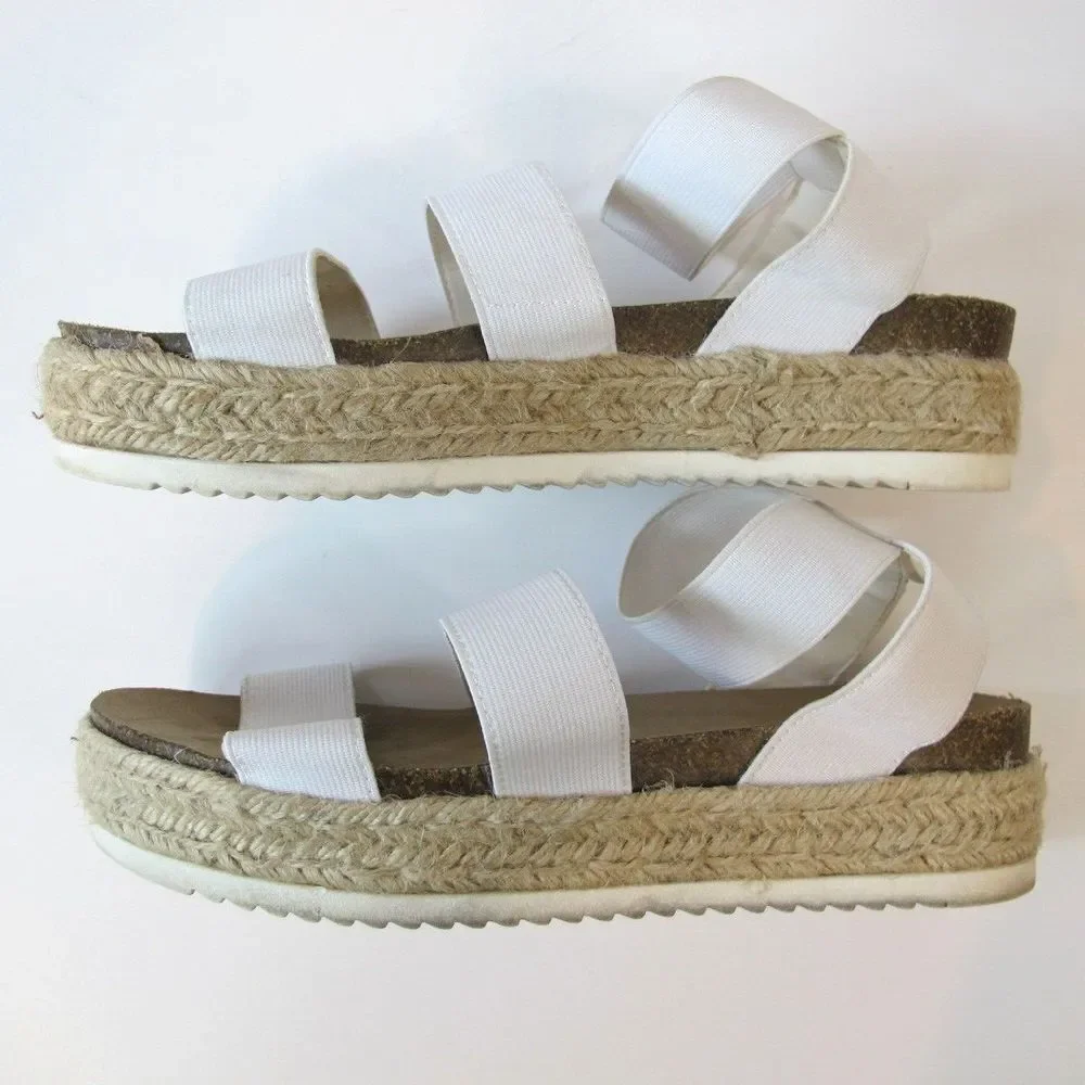 Cushionaire Mandy Elastic White Sandals Woman's Size 9 Summer‎ Comfort